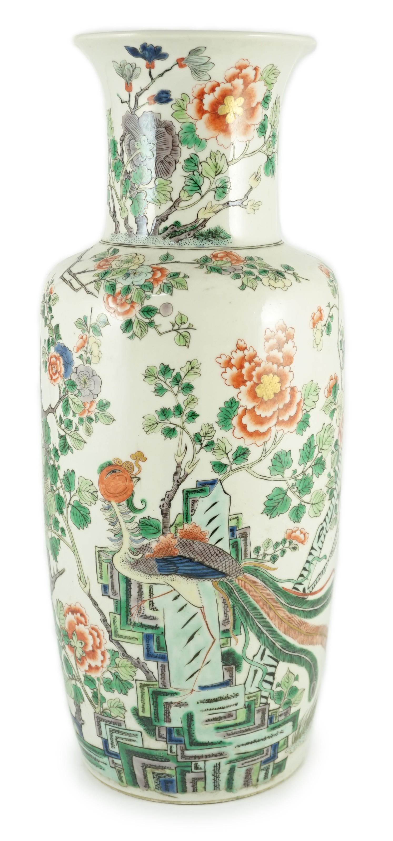 A Chinese famille verte vase baluster vase, late 19th century, 36cm high